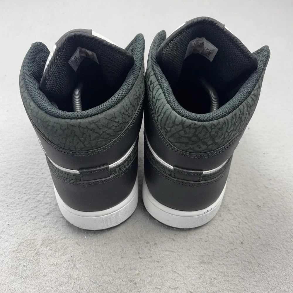 Jordan 1 Mid Shoes Mens Size 12 Black Panda Elephant Print Sneakers FB9911-001